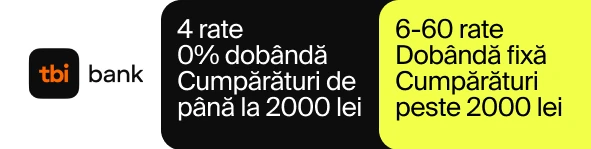 TBI Bank — 4 rate 0% dobândă până la 2000 lei, 6-60 rate dobândă fixă peste 2000 lei