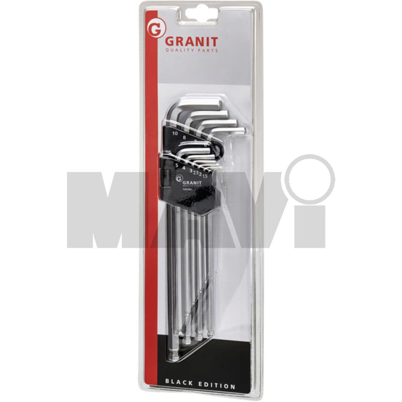 Set chei Allen, lungi, 10 buc. Set chei imbus, versiune lunga 1x fiecare 1,5, 2, 2,5, 3, 4, 5, 6, 7, 8, 10 mm