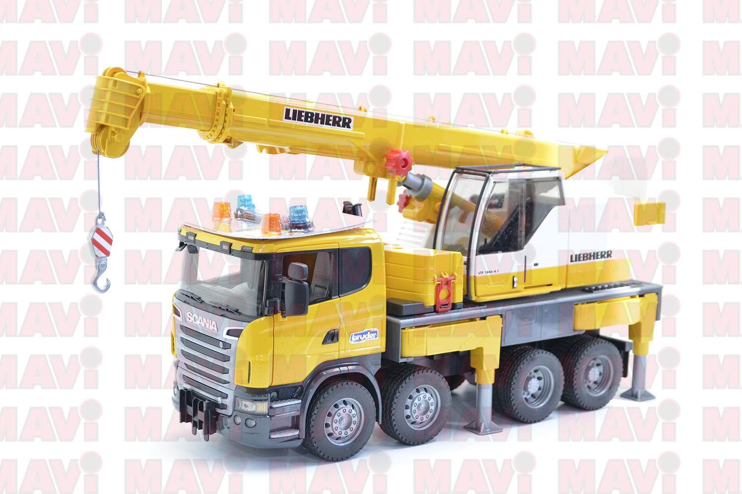 Jucarie Bruder, camion Scania Seria R cu macara, 1:16, 620x185x270 mm # 03570