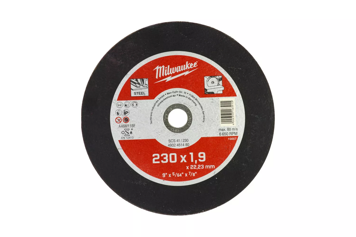 Disc pentru taiat metal contractor 230 X 1.9 MILWAUKEE # 4932451480