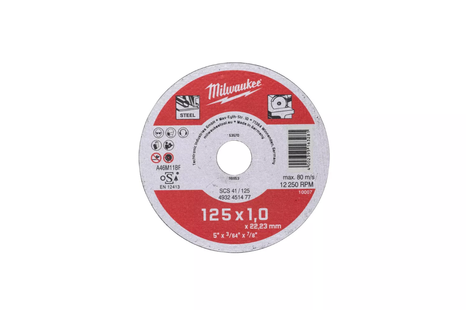 DISC DEBITARE OȚEL 125 X 1 MILWAUKEE  # 4932478998
