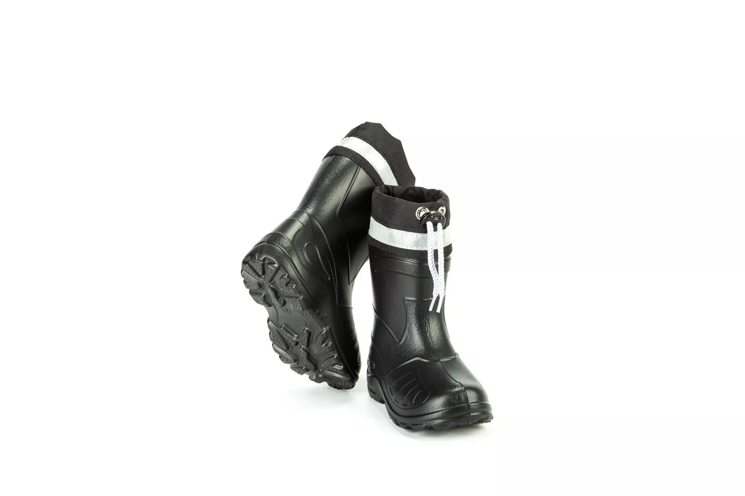 Cizme de copii, cu snur, din material EVA, Wellingtons, negru # 050K