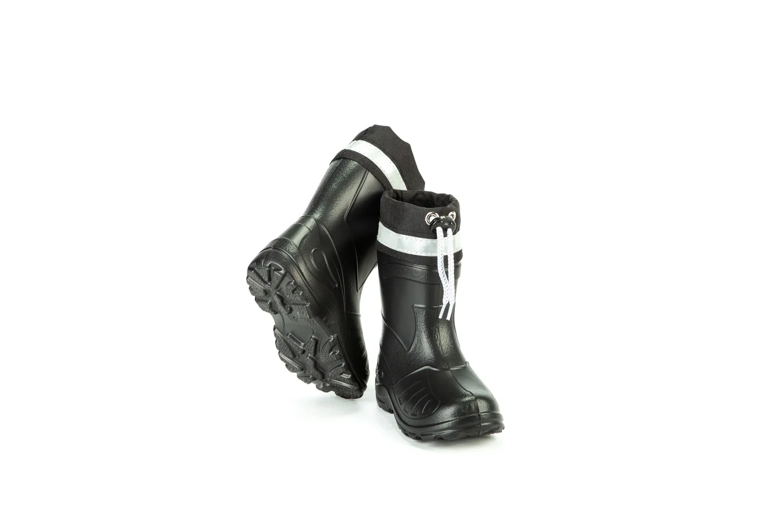 Cizme de copii, cu snur, din material EVA, Wellingtons, negru # 050K