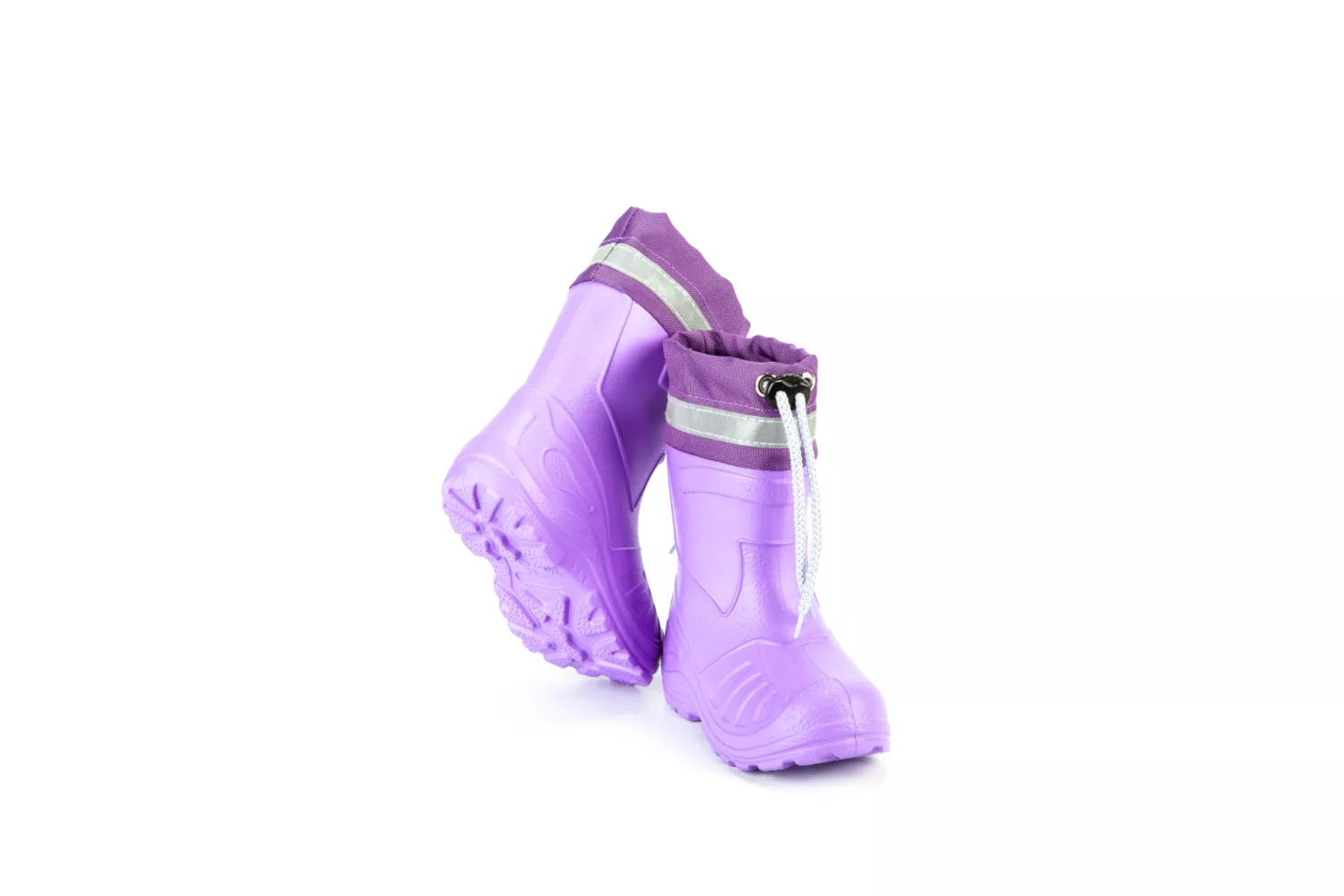 Cizme de copii, cu snur, din material EVA, Wellingtons, violet # 050K