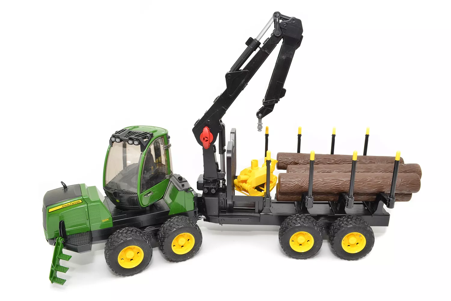 Jucarie Bruder, tractor forestier John Deere 1210E cu graifer, 1:16, 640x164x225 mm # 02133