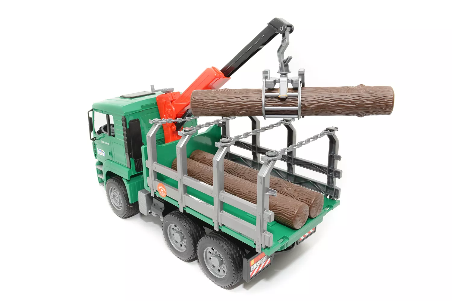Jucarie Bruder, camion forestier Man cu macara de incarcare, 1:16, 430x185x255 mm # 02769