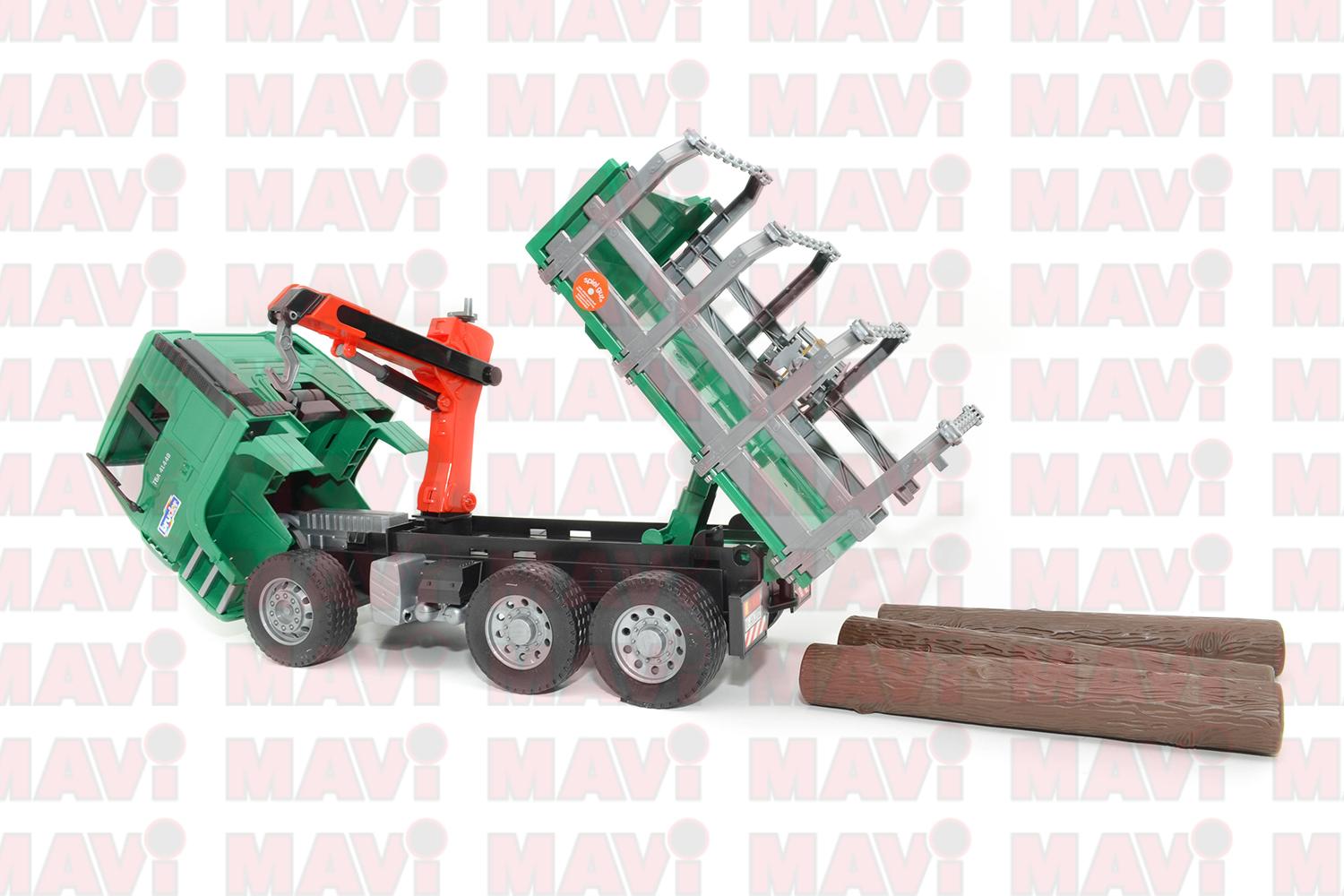 Jucarie Bruder, camion forestier Man cu macara de incarcare, 1:16, 430x185x255 mm # 02769