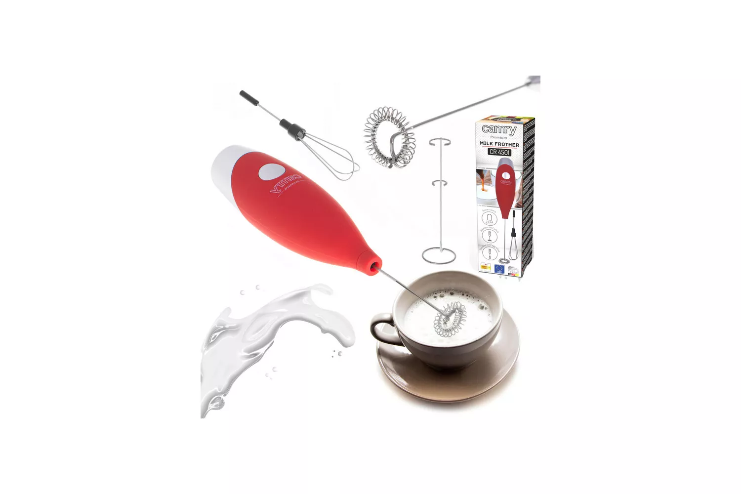 APARAT PENTRU SPUMA DE LAPTE ROSU CARMY # CR4501RED