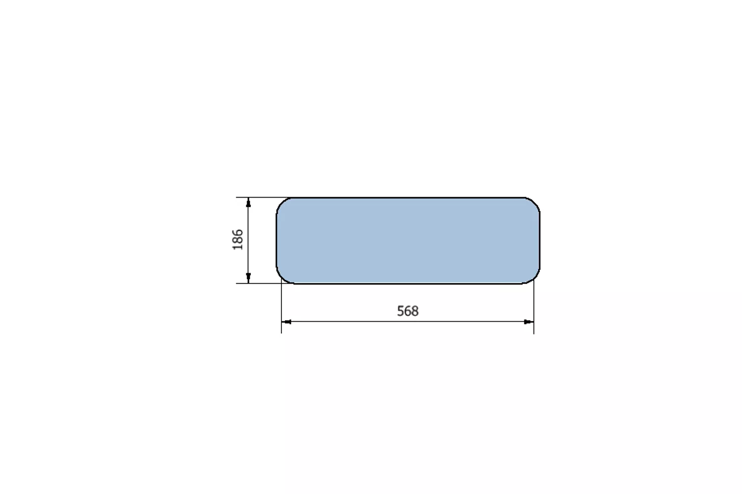 Geam Fata 186X568 U650