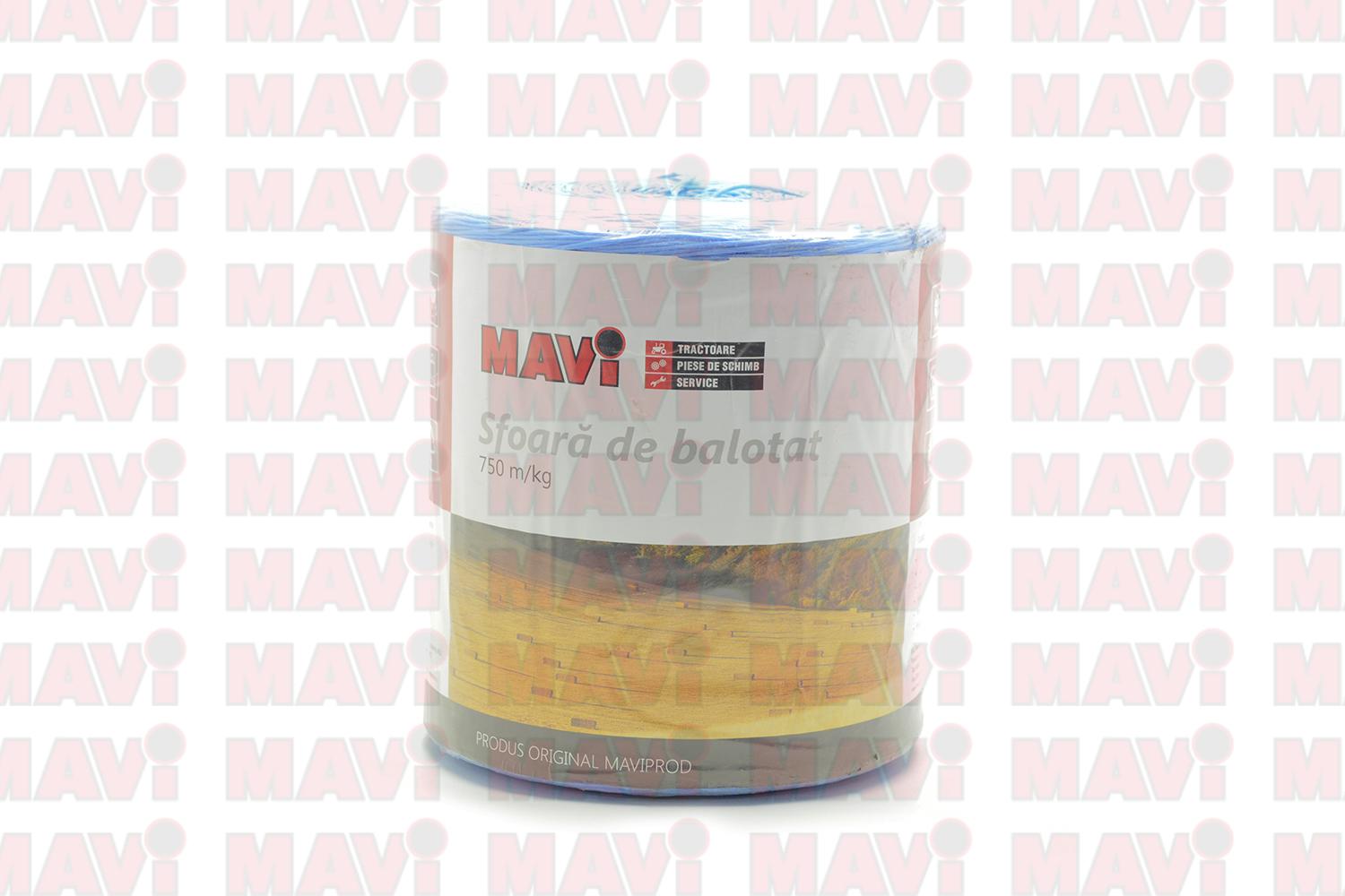 Sfoara pentru balotat din polipropilena rasucita T750 albastra MAVI, 750 m/kg, bobina 5 kg