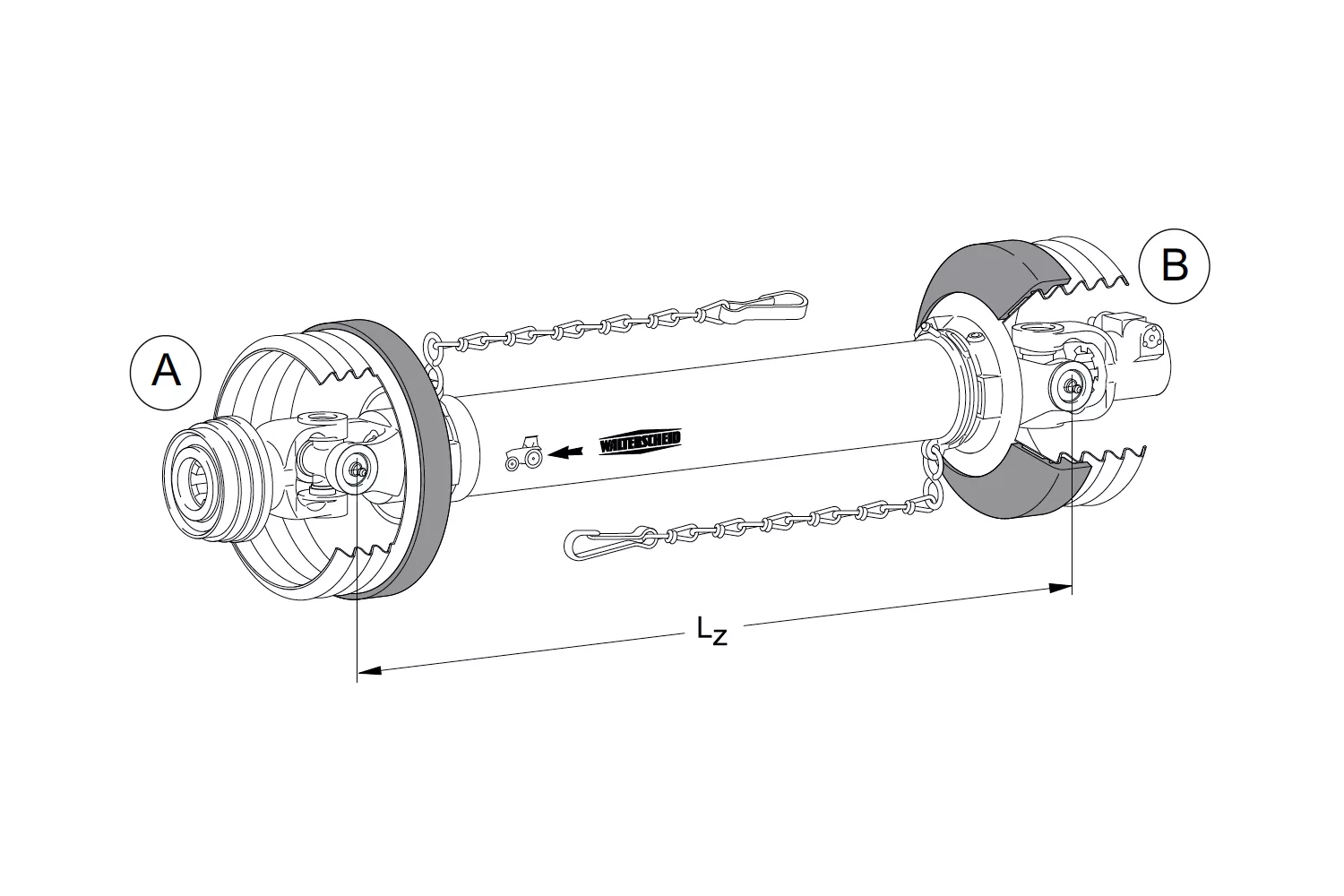 Arbore Cardanic Std Cpl W2400 Sd25 1010 S4Lh/S5 Qsg 1 3/8 (6) Ag 1 3/8 (6) WALTERSCHEID # 1113109