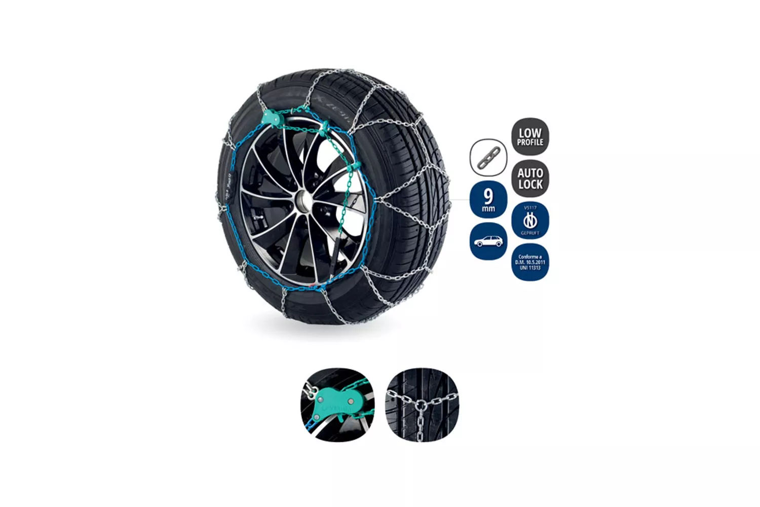 Set plasa lant antiderapant Veriga, 195/65-15, 205/55-16, grosime 3 mm, autoturism, Pro Compact Pc9-090 #30036