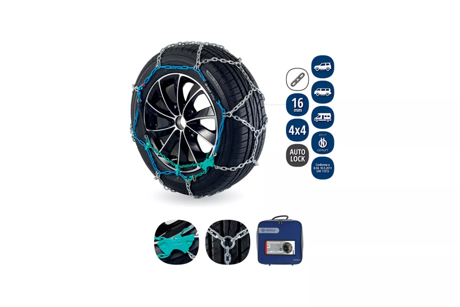 Set plasa lant antiderapant Veriga, 195/70-15, grosime 4.5 mm, Suv, autoutilitara, Professional Nt Pn 220 # 28407