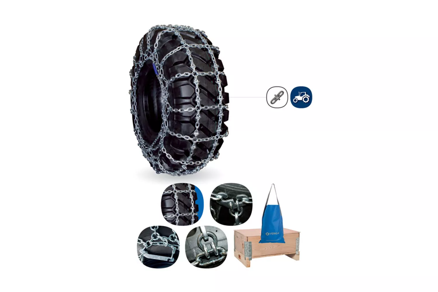Set plasa lant antiderapant Veriga, 18.4-34, grosime 9.5 mm, Tractor 900 # 30108