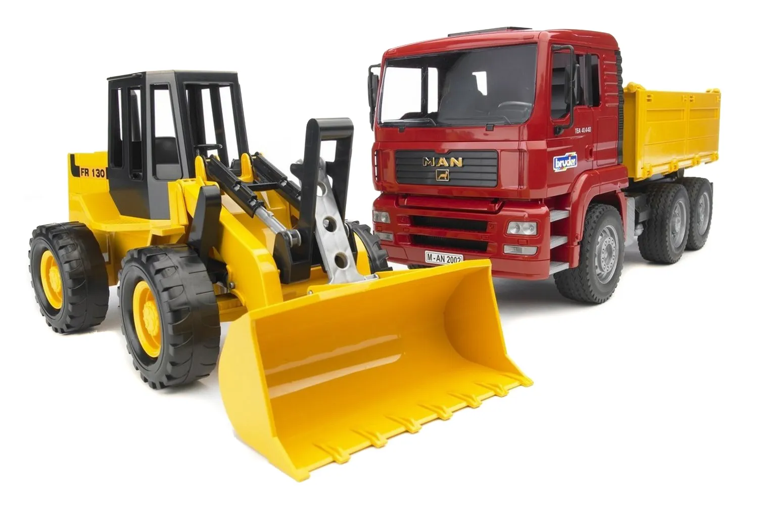 Jucarie Bruder, Man Tga cu bena basculanta si excavator Fr130, 1:16, 415x175x215 mm # 02752