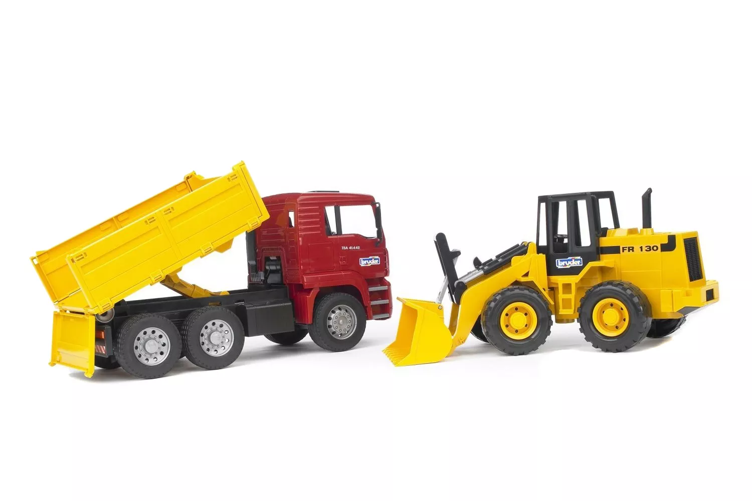 Jucarie Bruder, Man Tga cu bena basculanta si excavator Fr130, 1:16, 415x175x215 mm # 02752