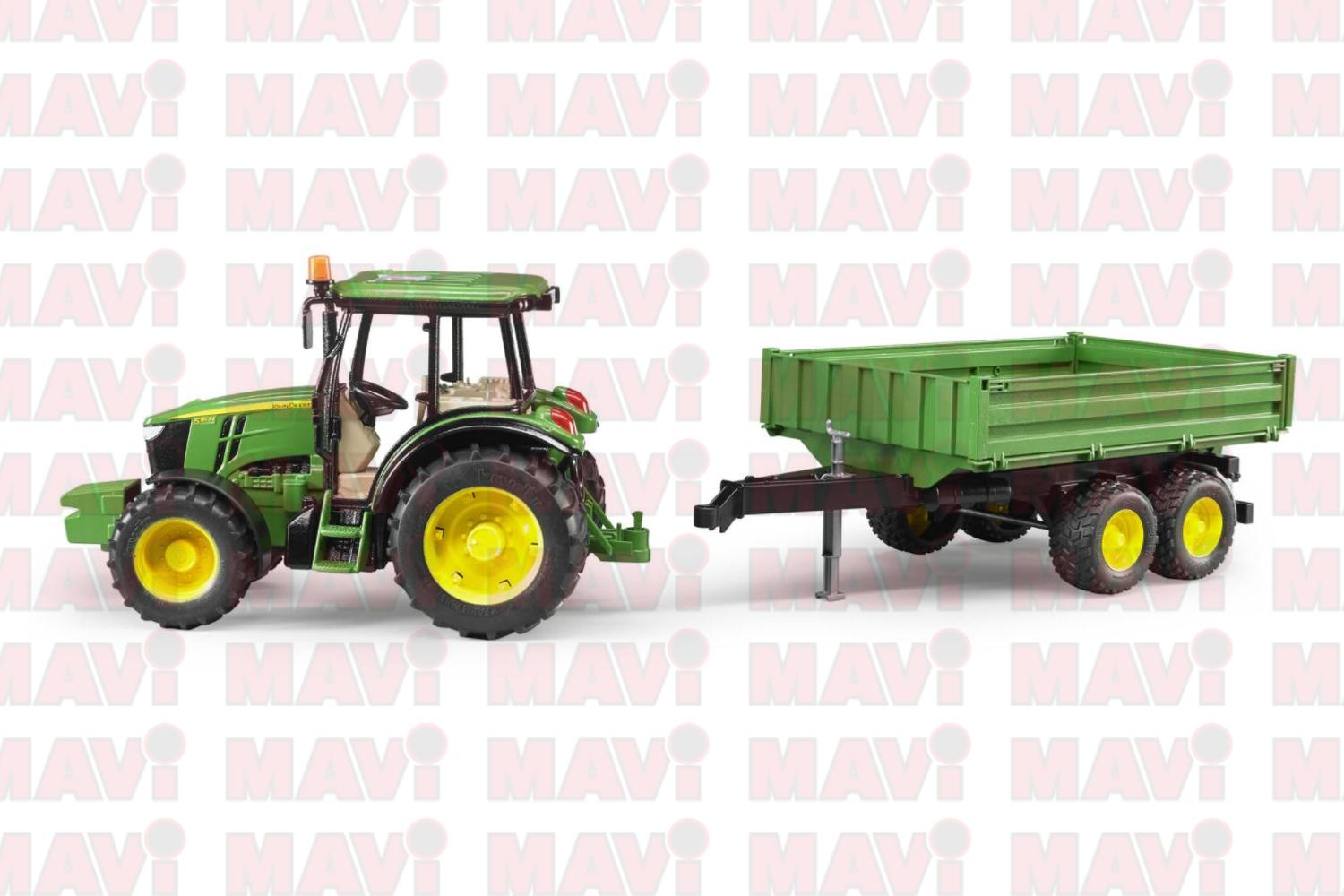 Jucarie Bruder, tractor John Deere 5115M cu remorca, 1:16, 585x275x268 mm  # 02108