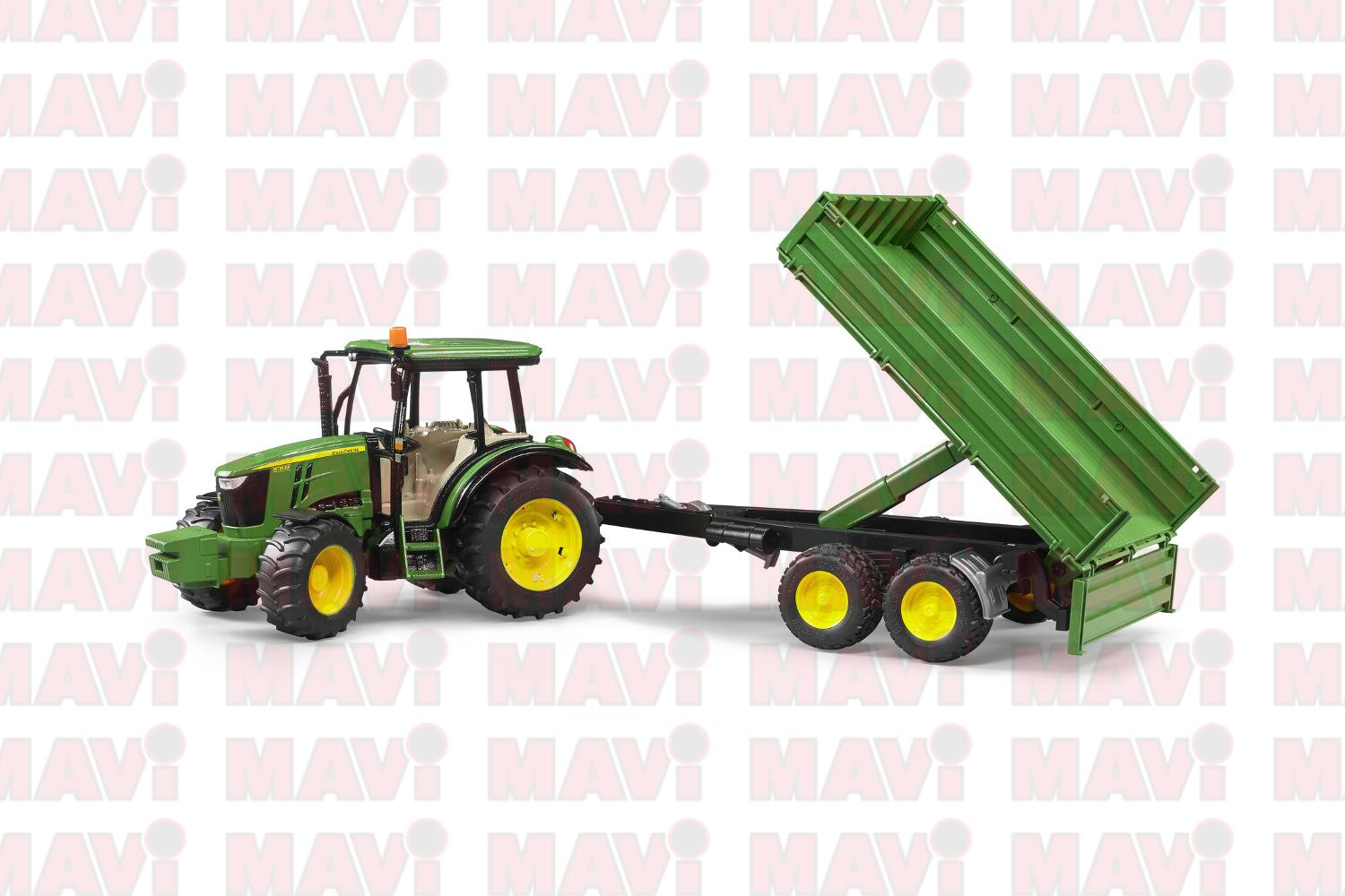 Jucarie Bruder, tractor John Deere 5115M cu remorca, 1:16, 585x275x268 mm  # 02108