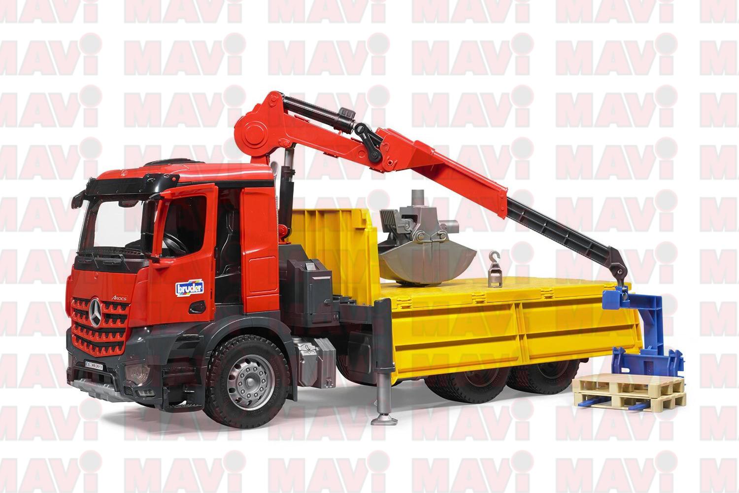 Jucarie Bruder, camion Mercedes Benz Arocs cu macara, 1:16, 545x185x270 mm