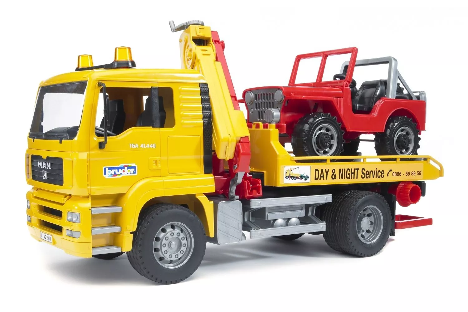 Jucarie Bruder, autocamion cu platforma si masina de teren Man Tga, 1:16, 495x185x255 mm # 02750