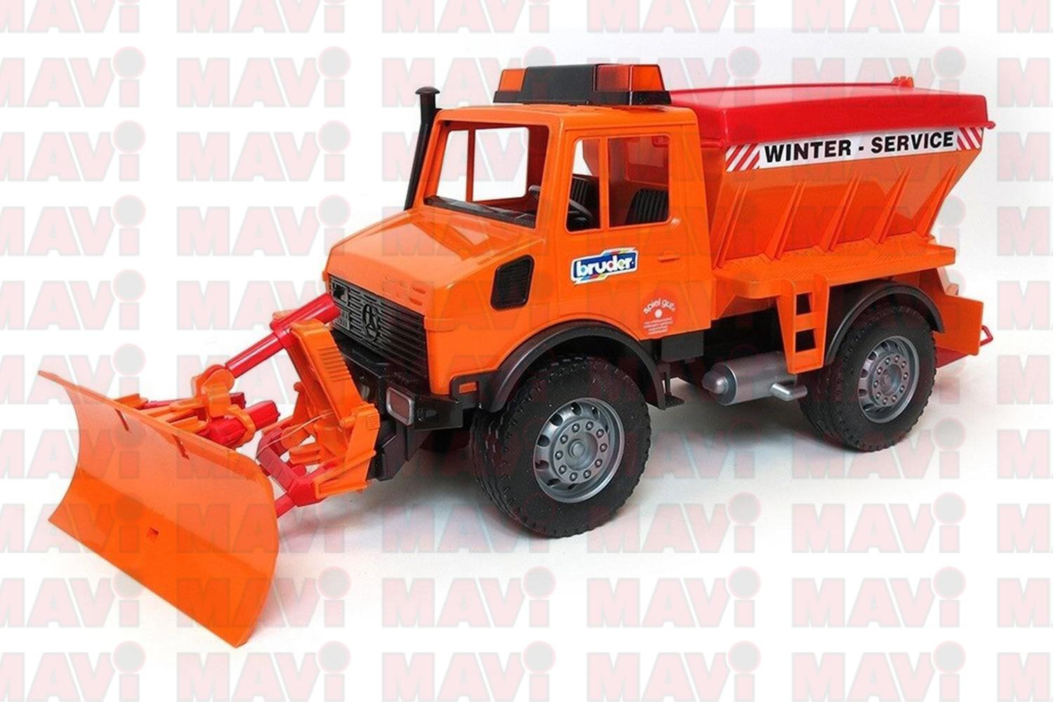 Jucarie Bruder, camion de deszapezire cu plug de zapada Mb-Unimog, 1:16, 470x160x195 mm # 02572 