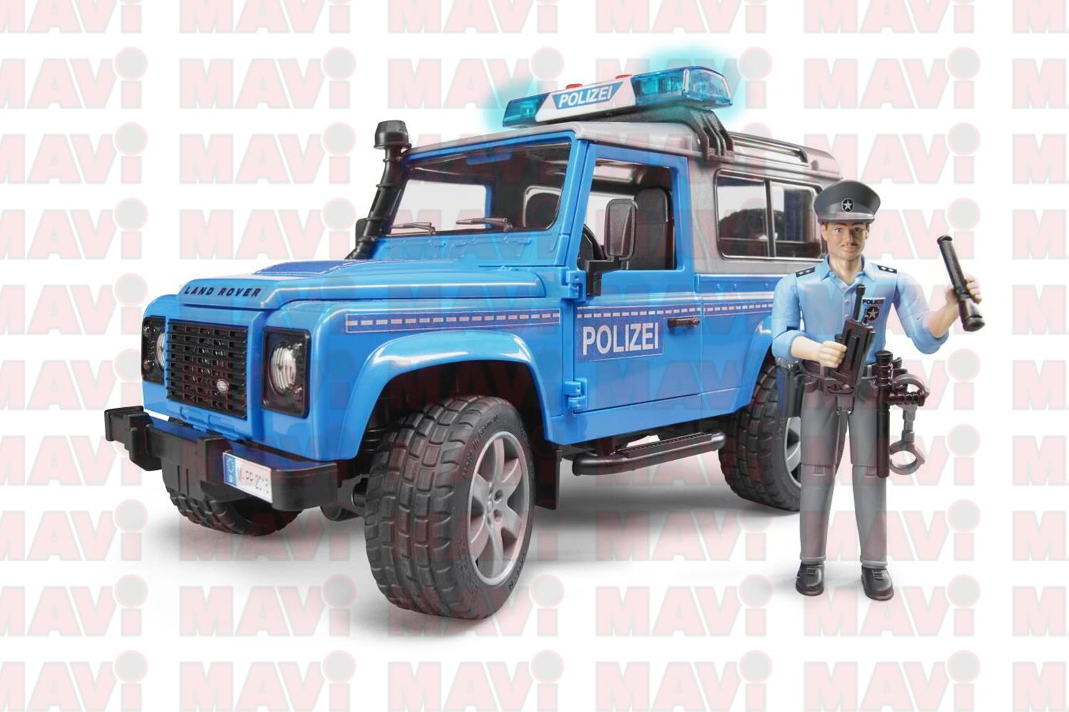 Jucarie Bruder, masina de politie Land Rover cu politist si echipament Bruder, 1:16, 280x138x153 mm # 02597