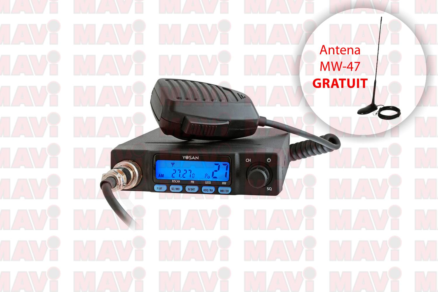 Accesorii auto - Statie radio CB Yosan 300+antena Megawat- MAVI