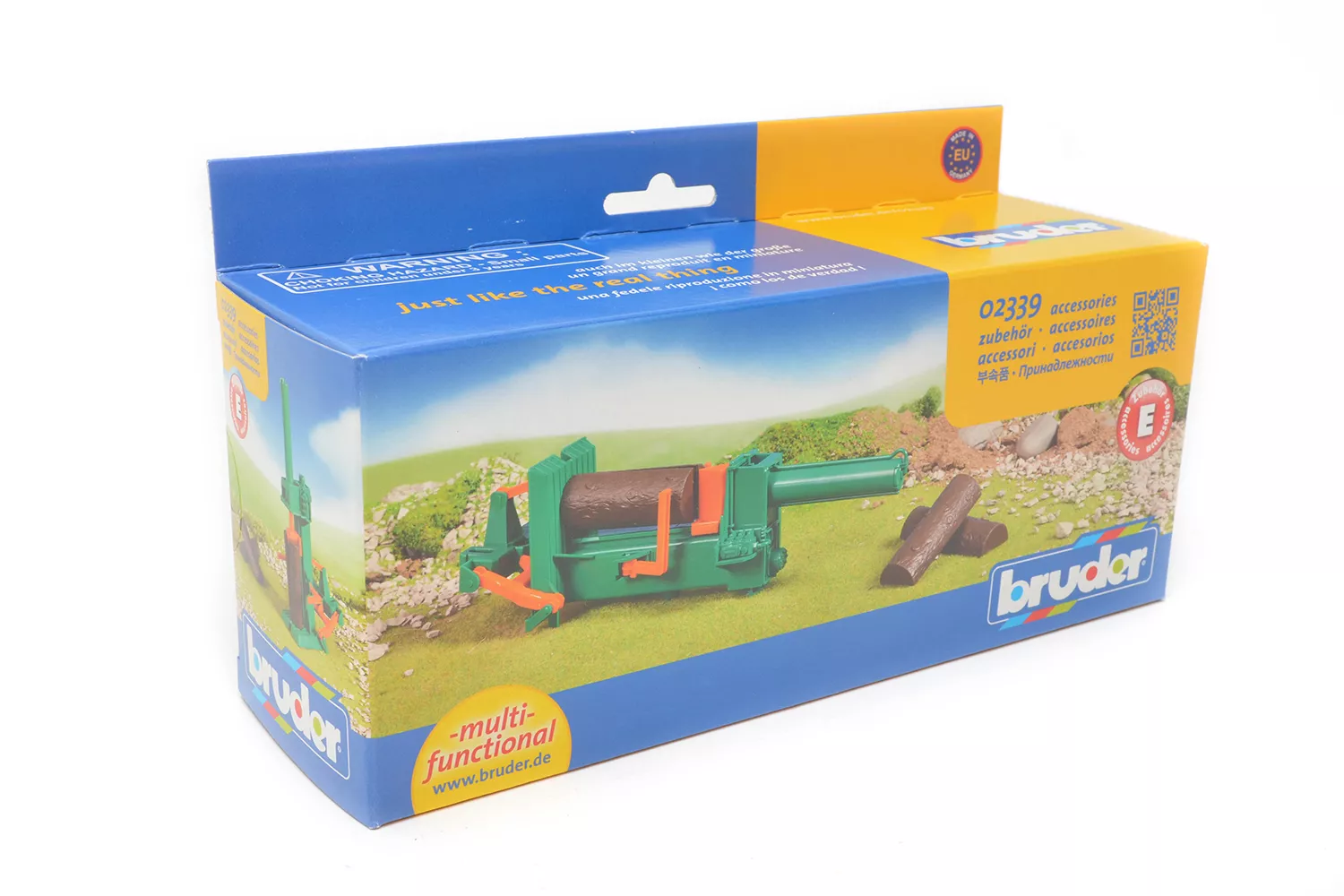 Jucarie Bruder, masina de despicat lemne cu 4 busteni, 120x85x210 mm # 02339