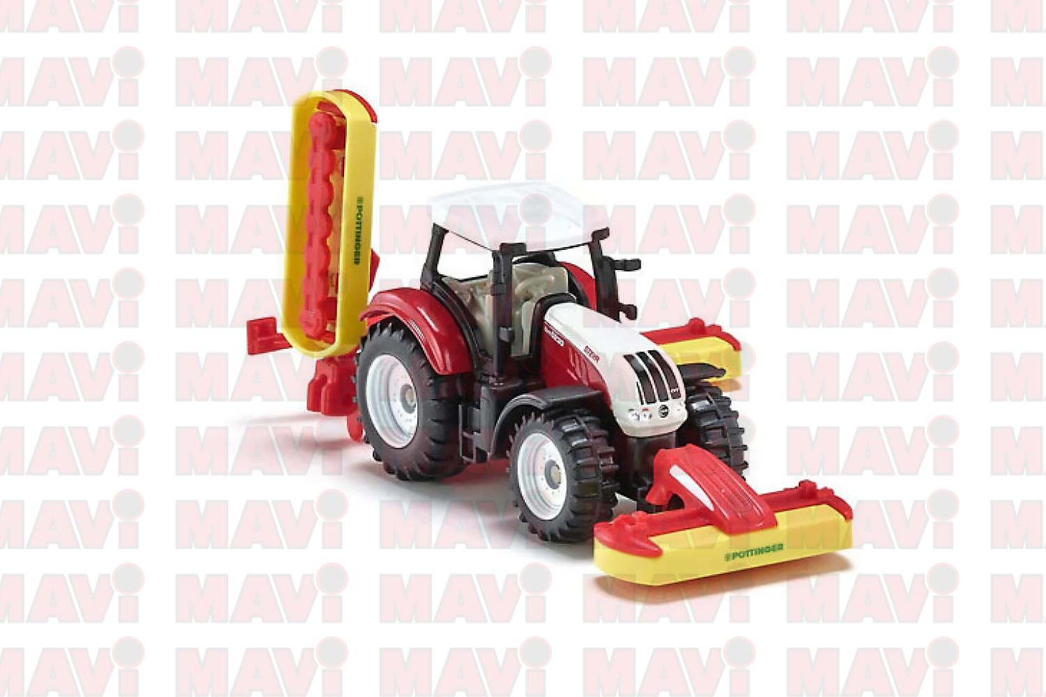 Jucarie Siku tractor cu agregat cositor Pottinger 1:87, 170x35x45 mm # 1672