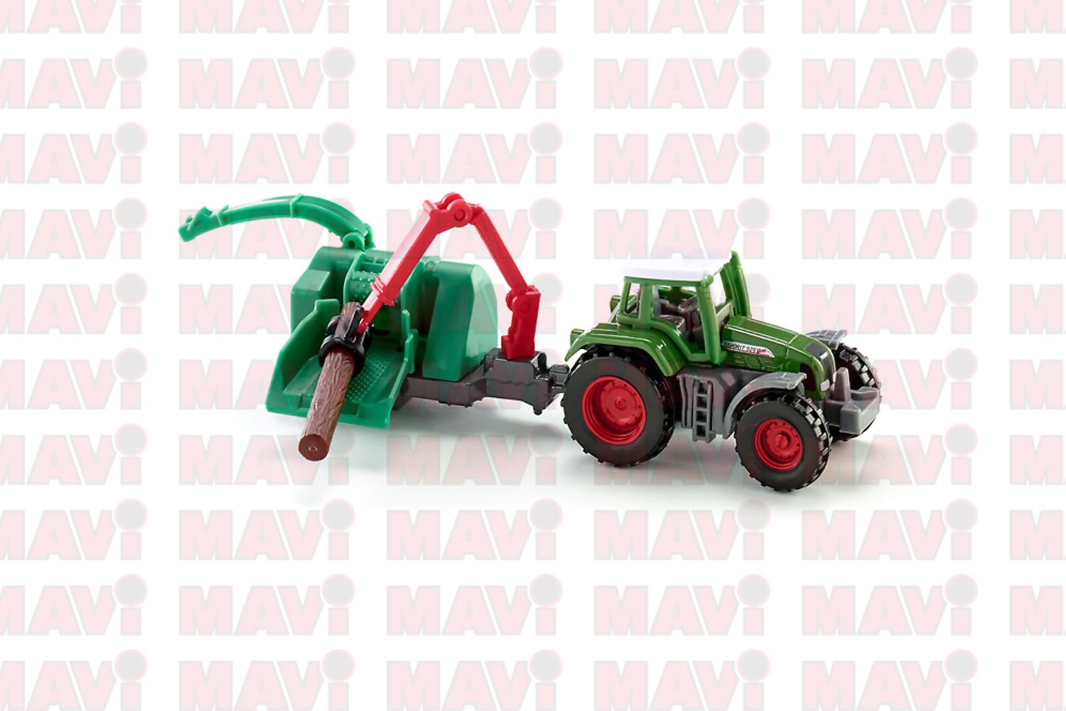 Jucarie Siku tractor cu tocatoare din lemn 1:87, 184x54x34 mm # 1675