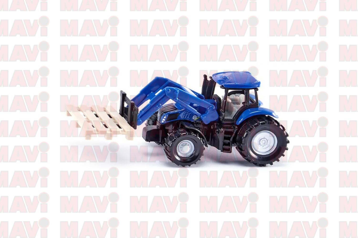 Jucarie Siku tractor cu furca pt paleti si paleta 1:87, 98x36x43 mm # 1487