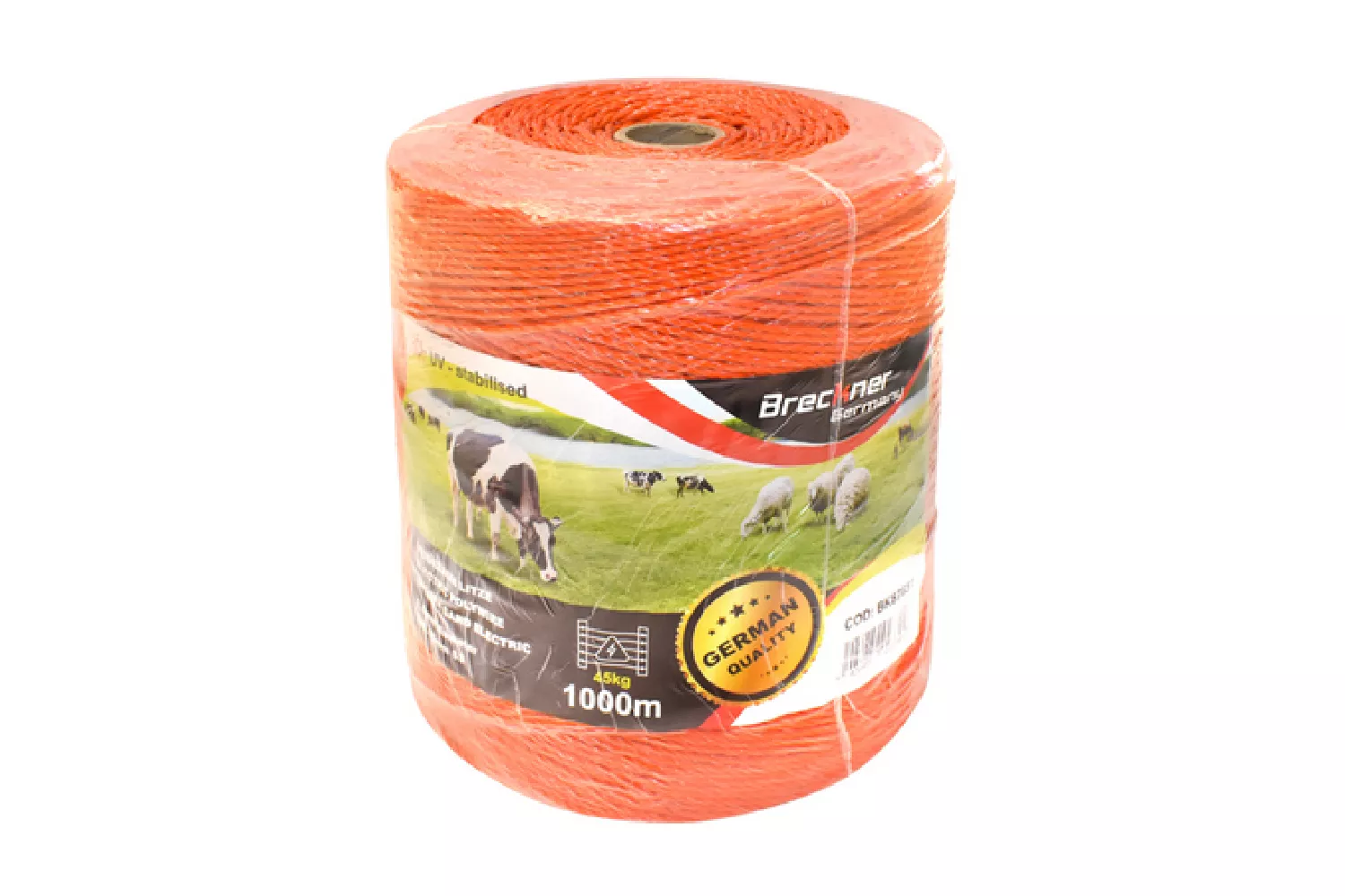 Rola fir pentru gard electric, portocaliu, lungime 1000 m, grosime 2.5 mm, 3 x 0.15 mm, # BK87651 / 87TH651