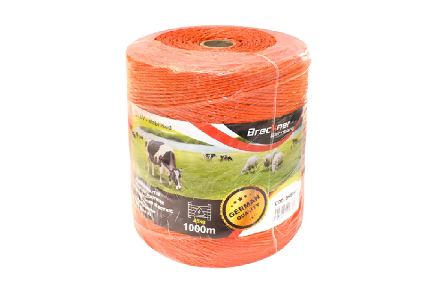 Rola fir pentru gard electric, portocaliu, lungime 1000 m, grosime 2.5 mm, 3 x 0.15 mm, # BK87651 / 87TH651