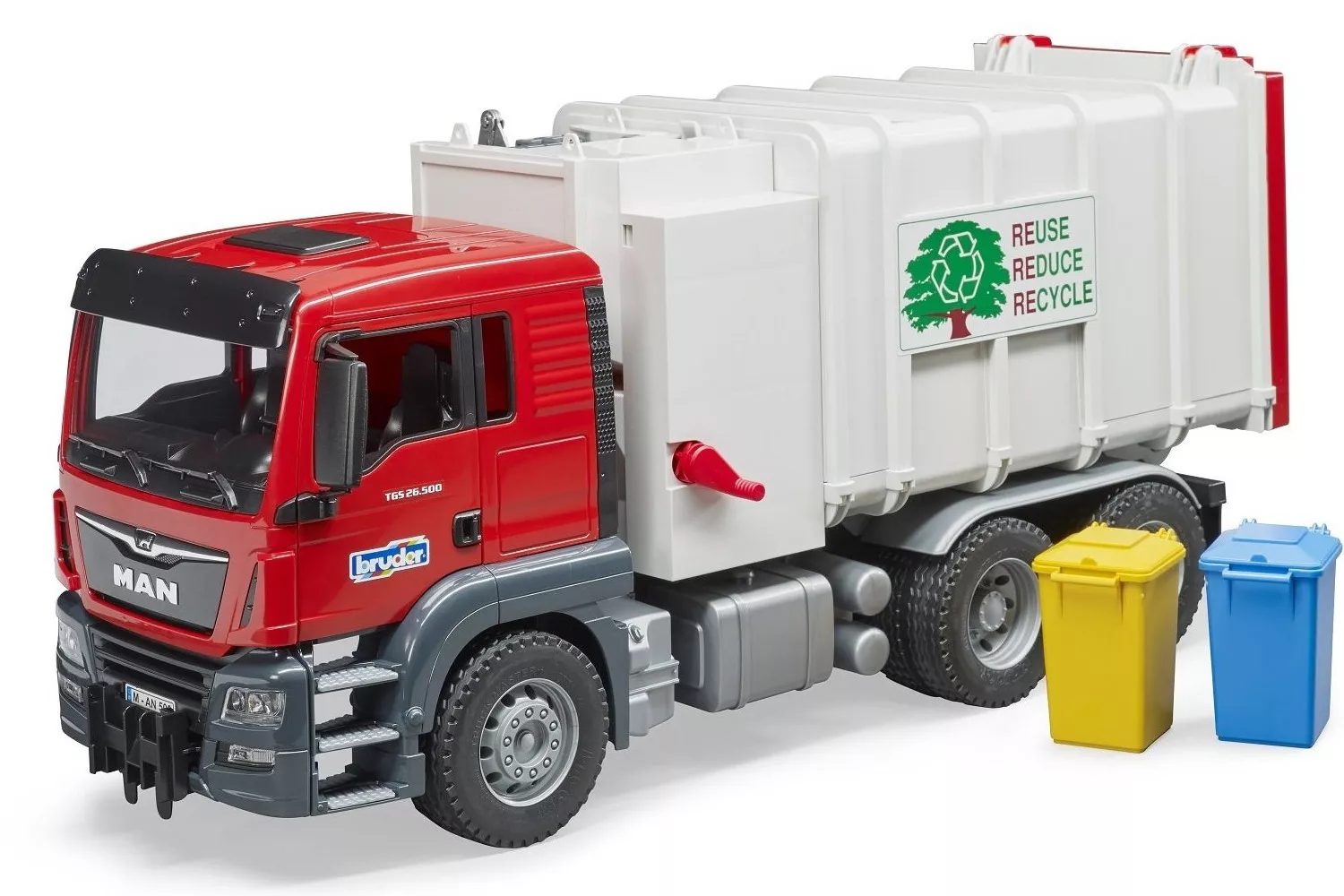 Jucarie Bruder, incarcator lateral Man Tgs pentru camioane cu containere, 1:16, 540x190x257 mm # 03761