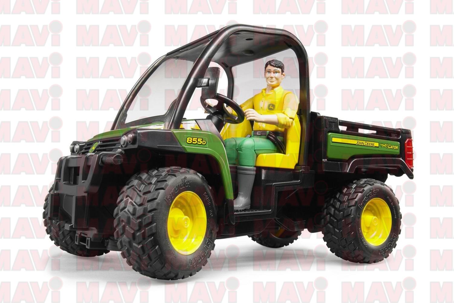 Jucarie Bruder, autoutilitara John Deere Gator Xuv 855D cu tractiune 4X4 si sofer, 1:16, 226x113x140 mm # 02490