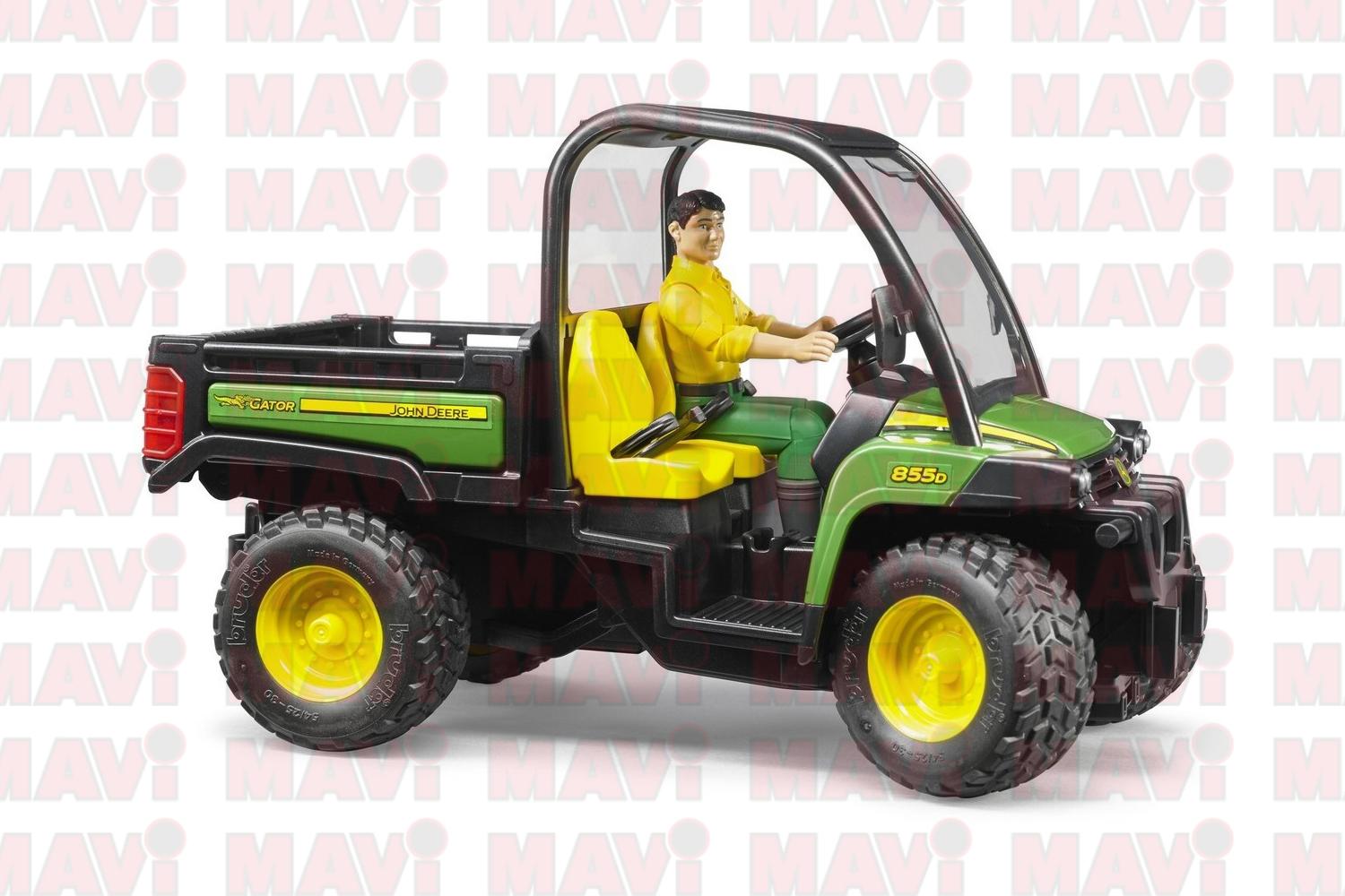 Jucarie Bruder, autoutilitara John Deere Gator Xuv 855D cu tractiune 4X4 si sofer, 1:16, 226x113x140 mm # 02490