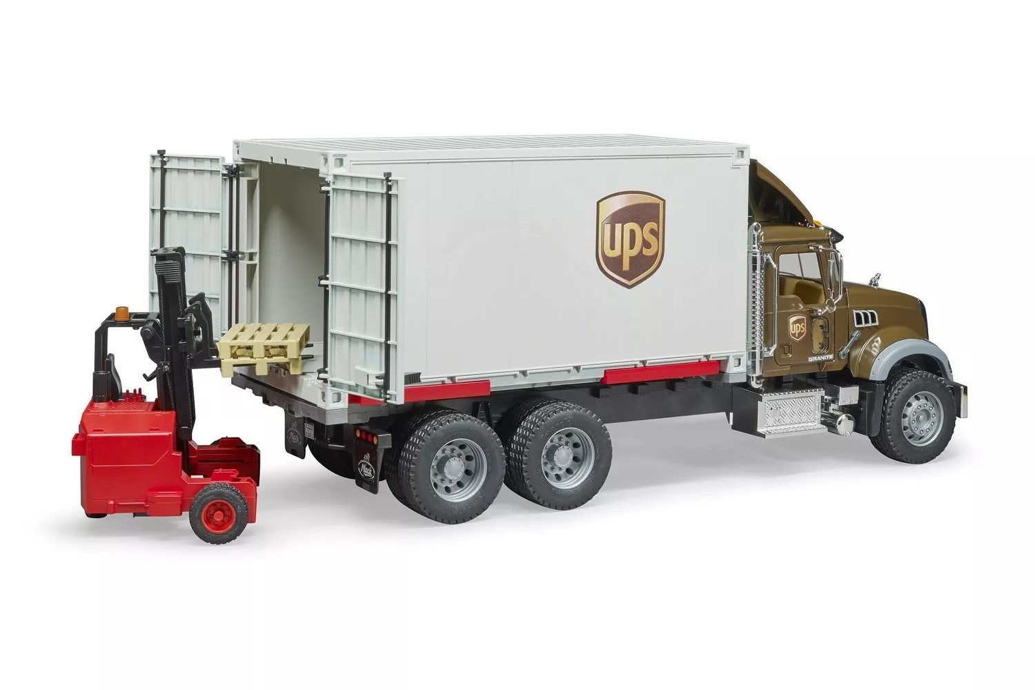 Jucarie Bruder, camion Ups Mack Granite cu motostivuitor, 1:16, 595x185x265 mm # 02828