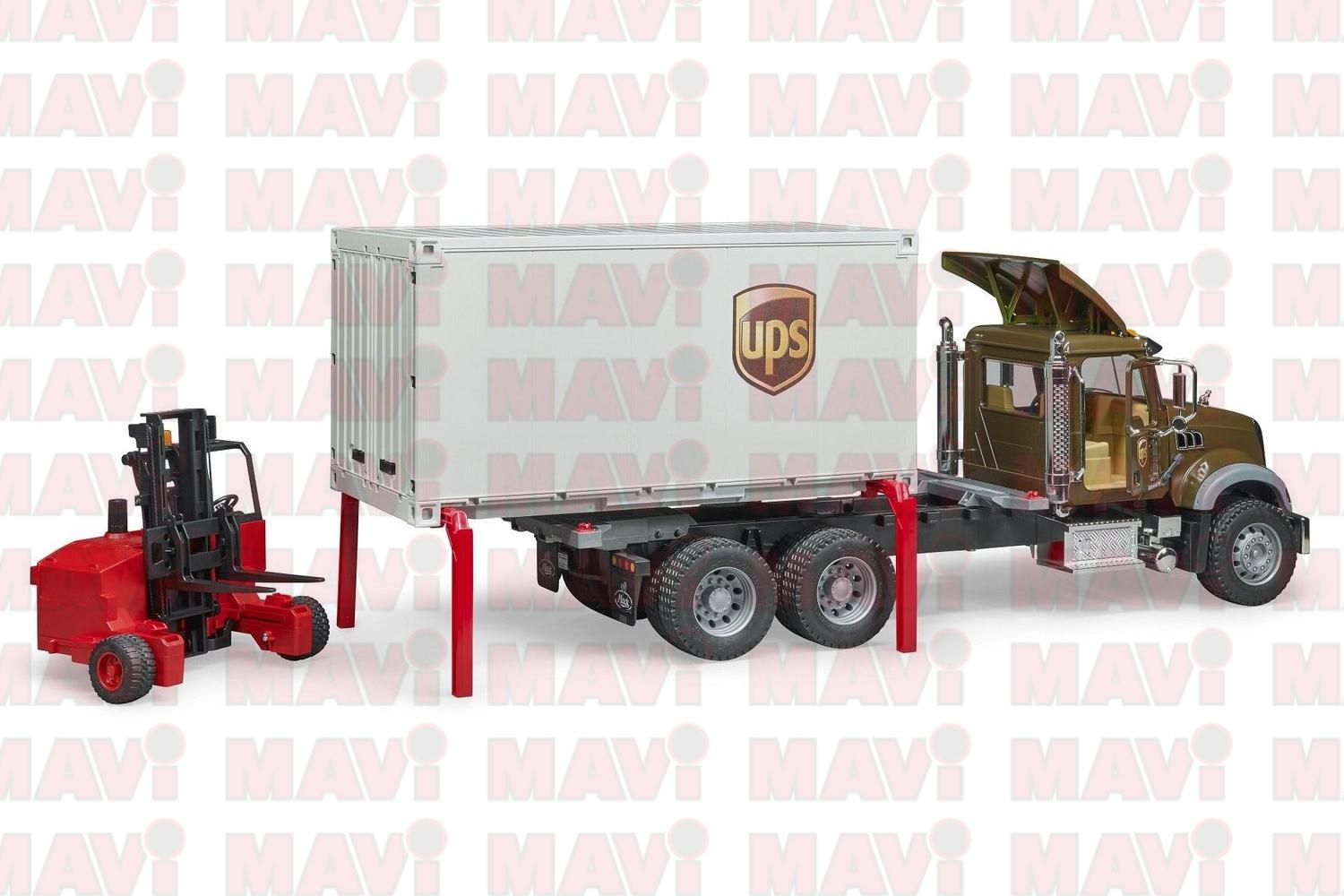 Jucarie Bruder, camion Ups Mack Granite cu motostivuitor, 1:16, 595x185x265 mm # 02828