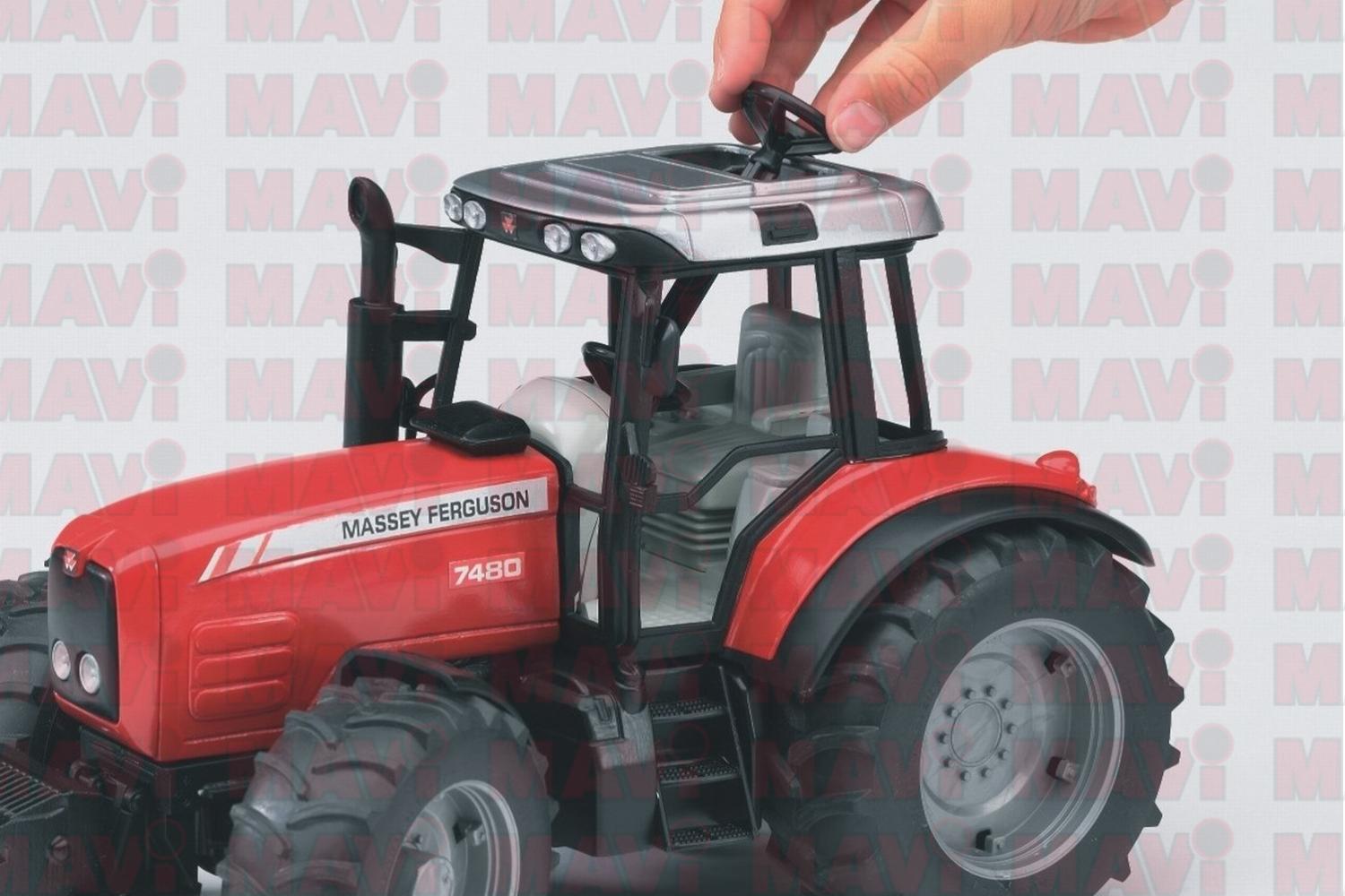 Jucarie Bruder, tractor Massey Ferguson 7480 cu remorca basculabila, 1:16, 670x165x175 mm # 02045