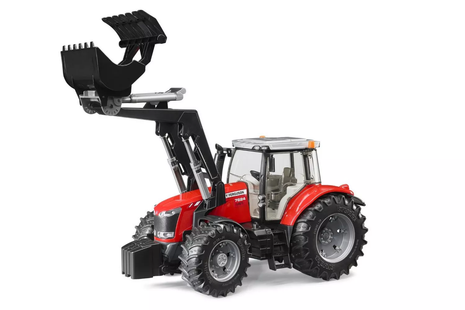 Jucarie Bruder tractor Massey Ferguson 7600, cu incarcator frontal 1:16, 445x175x198 mm # 03047