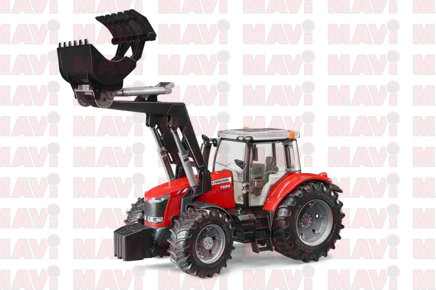 Jucarie Bruder tractor Massey Ferguson 7600 cu incarcator frontal 1:16, 445x175x198 mm # 03047