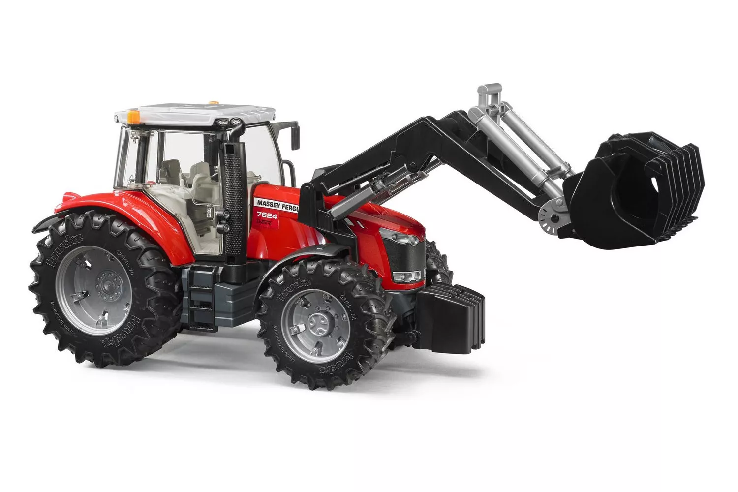 Jucarie Bruder tractor Massey Ferguson 7600, cu incarcator frontal 1:16, 445x175x198 mm # 03047