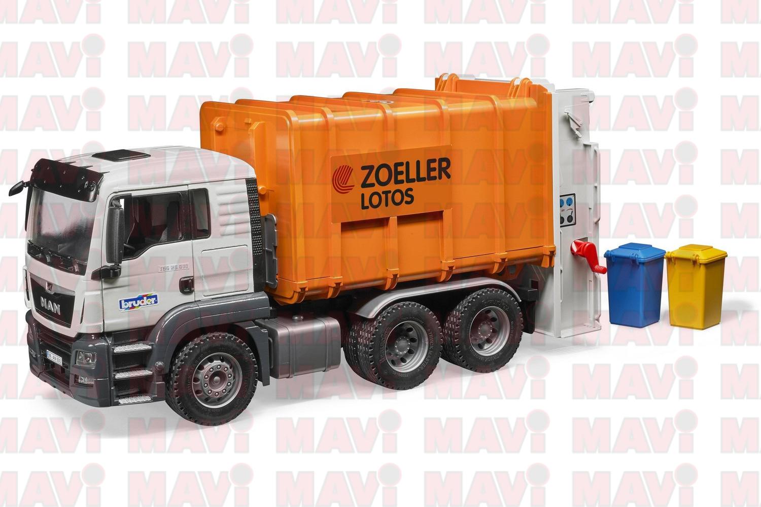 Jucarie Bruder, camion Man Tgs cu containere si incarcator pe spate, 1:16, 508x185x216 mm # 03762