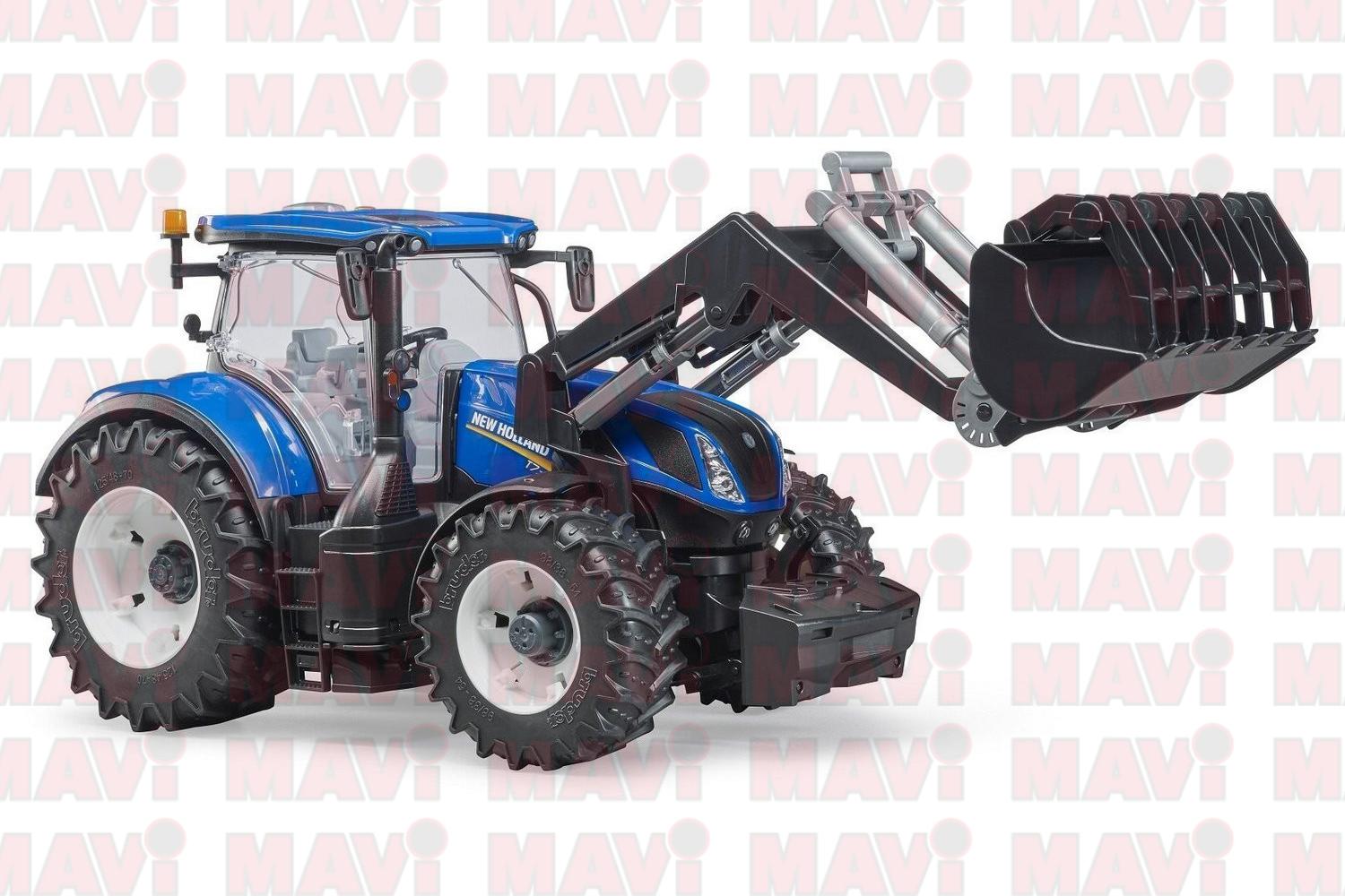 Jucarie Bruder, tractor New Holland T7.315 cu incarcator frontal, 1:16, 460x175x205 mm # 03121