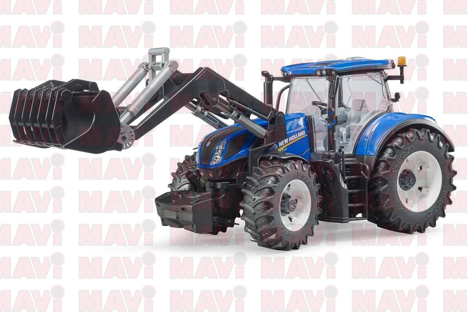 Jucarie Bruder, tractor New Holland T7.315 cu incarcator frontal, 1:16, 460x175x205 mm # 03121