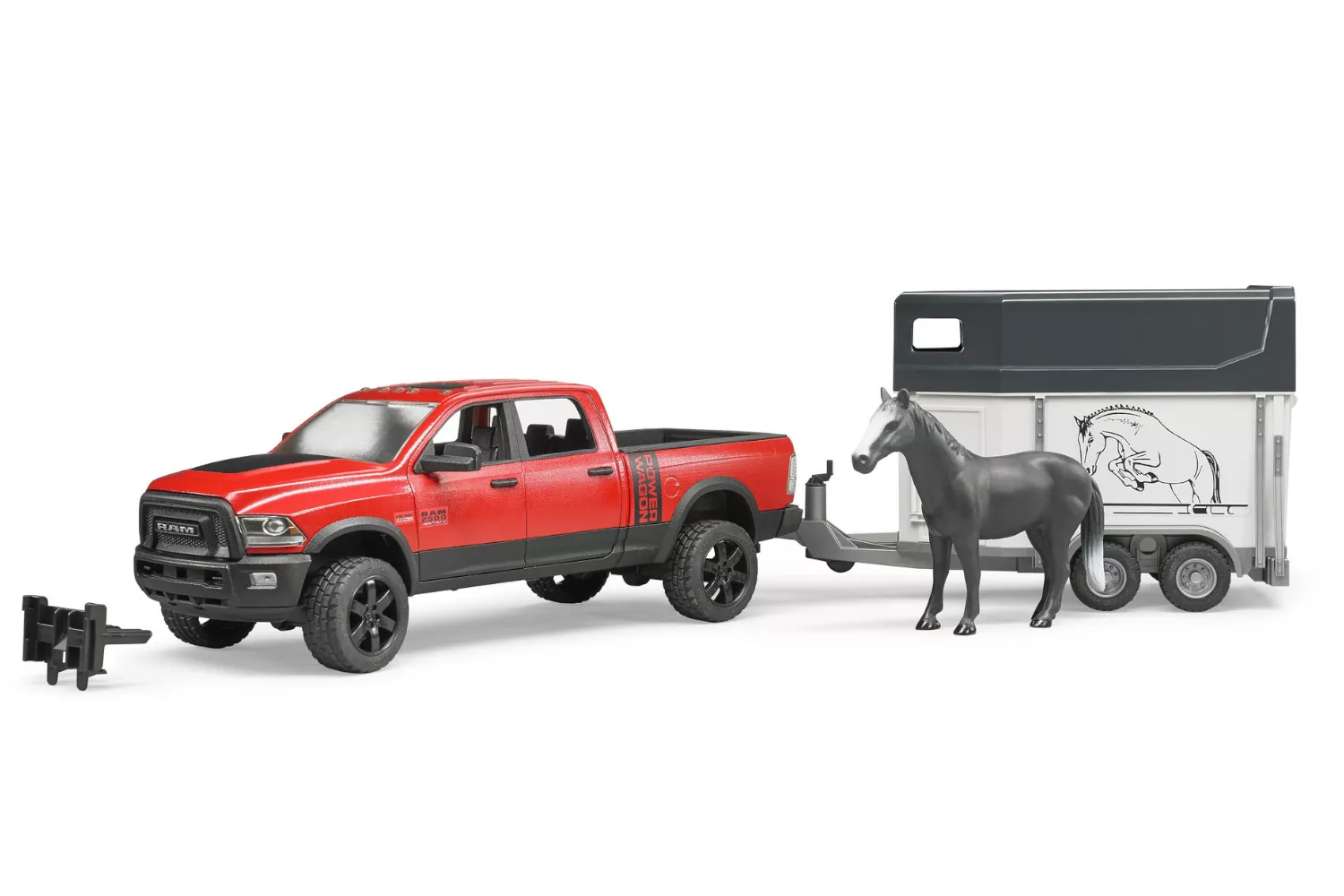 Jucarie Bruder, pickup Ram 2500 Power Wagon cu remorca si 1 cal, 1:16, 742x170x185 mm # 02501