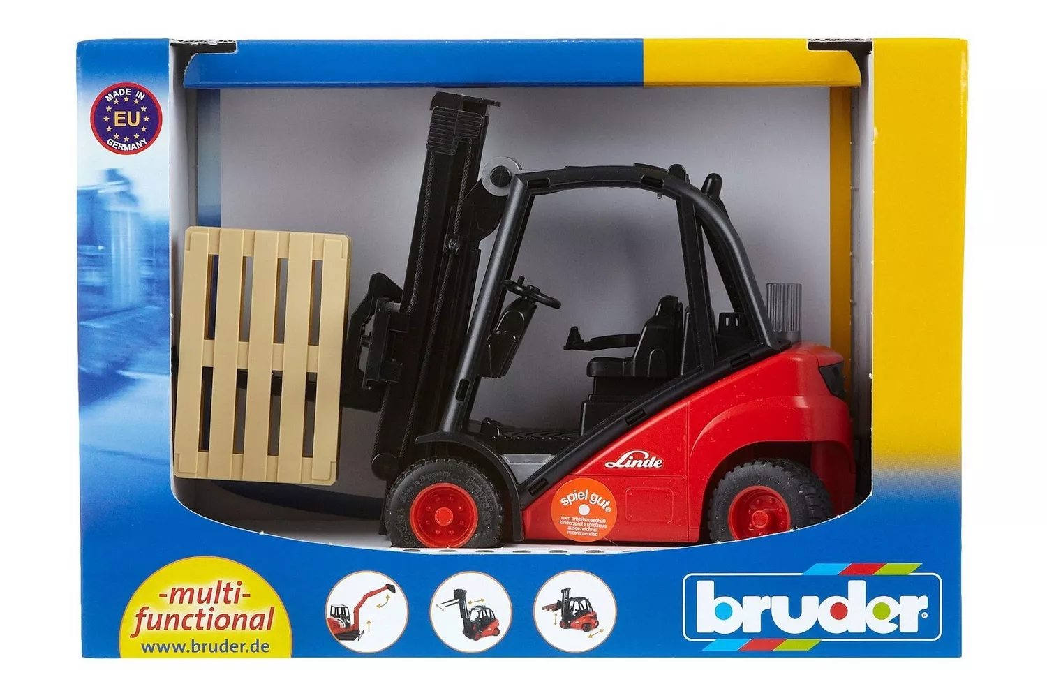 Jucarie Bruder, motostivuitor Line H30D cu 2 paleti, 1:16, 290x92x220 mm # 02511