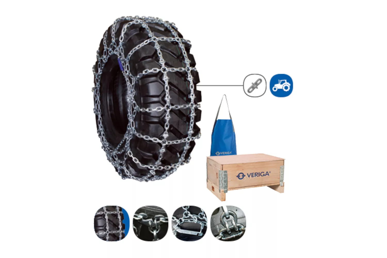 Set plasa lant antiderapant Veriga, 18.4-38, grosime 9.5 mm, Tractor 960 Tr-960 # 30100