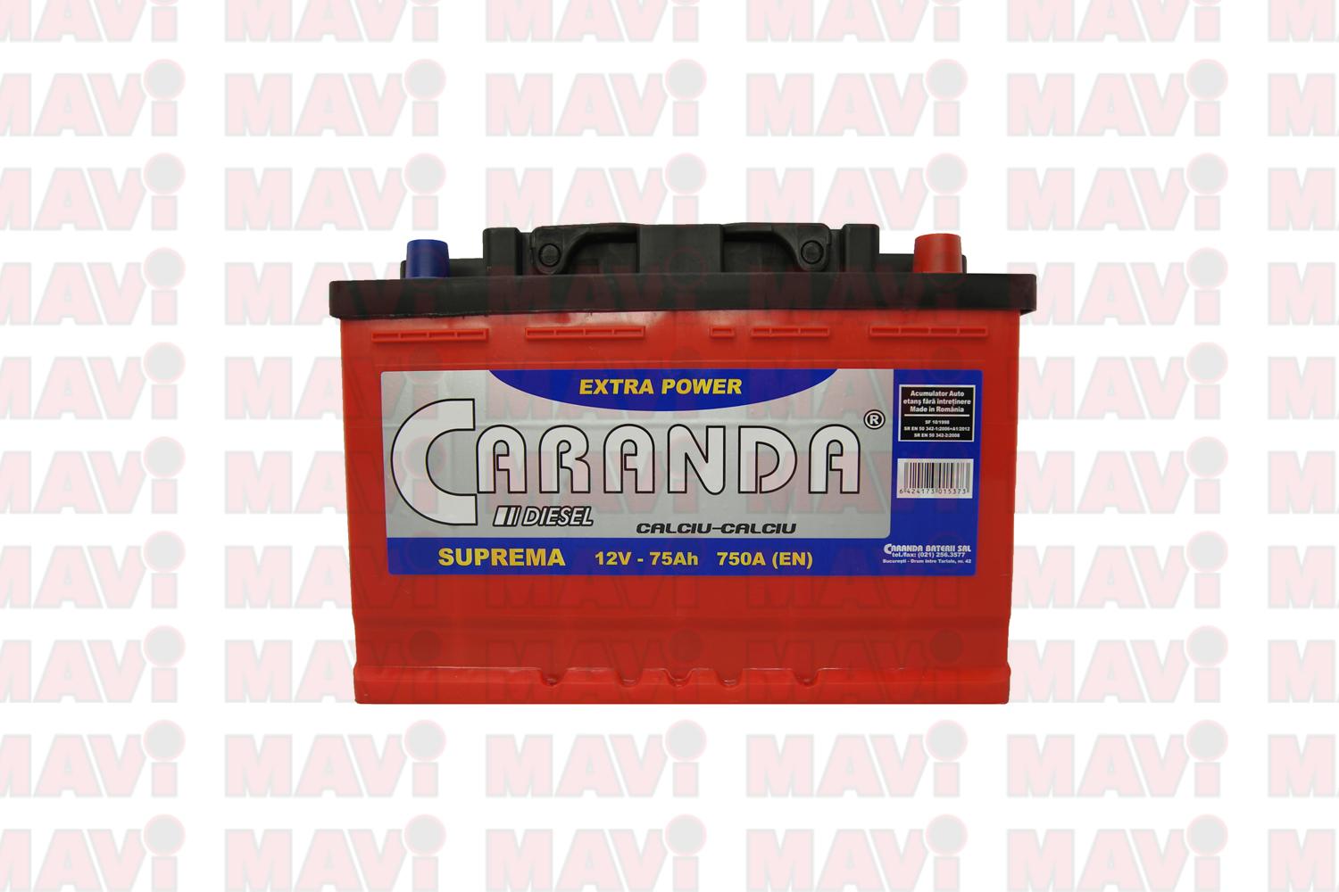 ACUMULATOR 12V 75A CARANDA SUPREMA