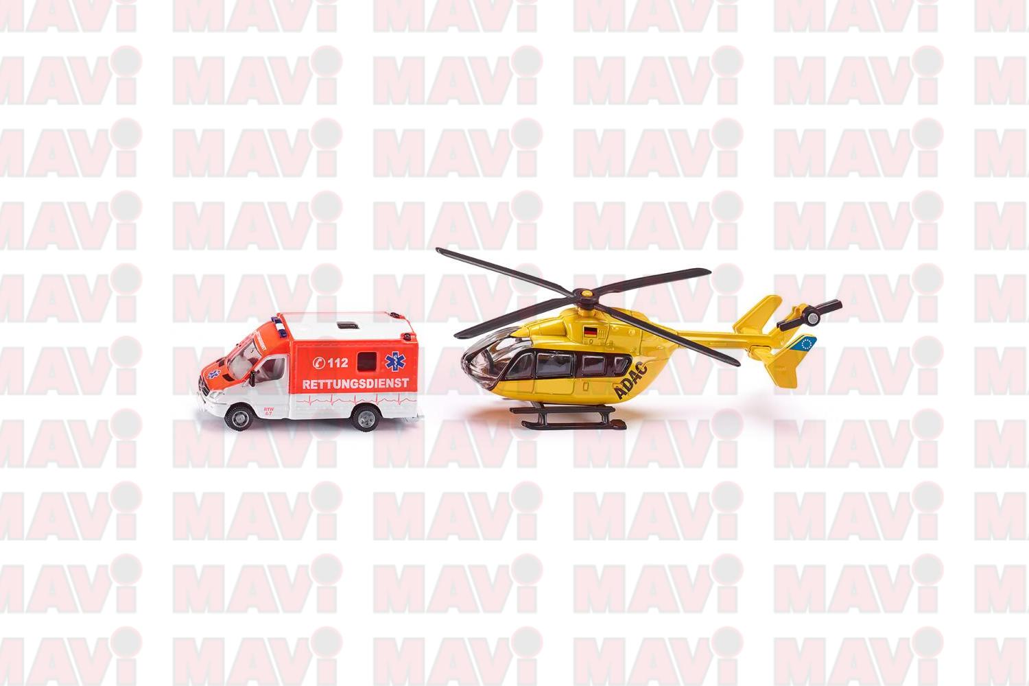 Jucarie Siku, set ambulanta cu elicopter, 1:87, 150x75x109 mm # 1850